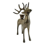 Pottery Barn Vintage Brass Deer Reindeer Buck Candle Holder 8" Christmas Taper