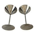 Polished Stainless Steel Martini Glasses Set of 2 Modern Cocktail Barware EXC