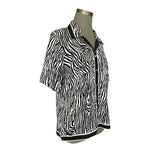 Allison Daley Zebra Print Button Front Shirt Black White Size 10 VG