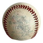 Vintage '93 Little League Game Used Baseball 1st Game Winning Ball Monroe League