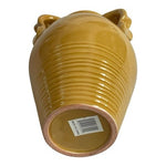 Large Chinese Mustard Yellow Glazed Ceramic Vase Jar Three Handles 7.5x10.5 New