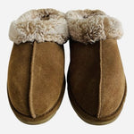 Eddie Bauer Janie Womens Suede Faux Fur Lined Clog Slippers Brown Size 7