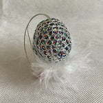 Vintage Porcelain Harlequin Clown Head Ornament Rhinestone Tiara White Feather