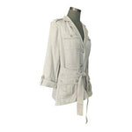 89th & Madison Women's Belted Safari Jacket Light Grey Button Front Size XL VG