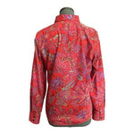 Lands' End Women's No Iron Supima Cotton Paisley Floral Blouse 10 Long Sleeve EX