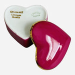 Vintage Chamart Limoges France Heart Trinket Box Pink Gold Trim 2"x2" Excellent