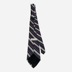 Pierre Cardin Vintage Mens Silk Tie Purple Grey Black Stripe Designer Necktie VG