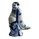 Vintage Chinese Blue White Porcelain Figurine Immortal / Wise Man Statue Amulet