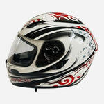 Zeus ZS-806 Full Face Motorcycle Helmet White Red Graphic DOT Approved Size S VG