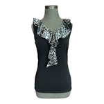 Kathleen Kirkwood Under Cover Agent Animal Print Ruffle Stretch Sleeveless Top