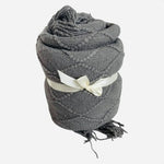 Grey Knit Textured Throw Blanket Diamond Pattern Fringe 48x70 Super Soft NWOT
