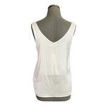 EKOUAER Women's White Satin V-Neck Sleeveless Shell Blouse Size S Lined NWT