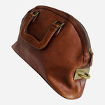 Vintage Jana Feifer Love Luggage Joint Genuine Leather Handbag 17"x4"x10" Brown