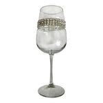 Stemware Designs Clear Rhinestone Banded Wine Glass 9.25in EXC Bling Glassware