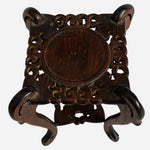Vintage Carved Wood Miniature Figurine Display Stand Pedestal Plant Holder 5" VG
