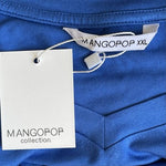Mangopop Women's Royal Blue V-Neck Bodysuit Size XXL Long Sleeve Stretch NWT
