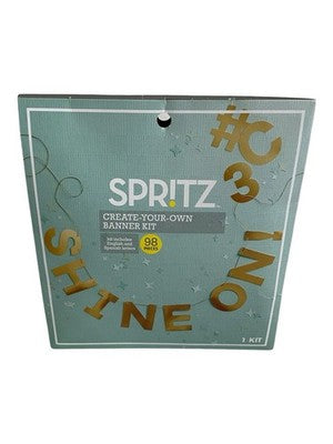 Spritz Create-Your-Own Gold Banner Kit 98 Pieces English/Spanish New