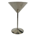 Polished Stainless Steel Martini Glasses Set of 2 Modern Cocktail Barware EXC