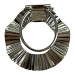 Vintage Jeri Lou Silver Tone Ruffled Round Scarf Clip Pin 1.5 Excellent