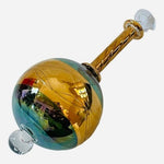 Egyptian Teardrop Glass Ball Christmas Ornament 6.5" Green Gold Collectible VG