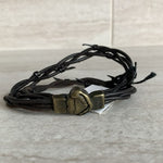 AMEN Passion Brown Leather Bracelet Unisex Double Layer Braid Magnet Lock NWT