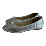 AFEETSING Silver Metallic Ballet Flats Bow Tie Top Womens Shoes Size 9 EXCellent