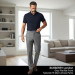 Burberry London Gray Wool Flat Front Dress Pants Size 36 Reg Very Good Condition