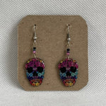 Gothic Sugar Skull Floral Acrylic Dangle Earrings Halloween Jewelry NWOT