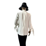 Anthropologie Cartonnier White Blazer Women’s Size 0 Tied Sleeve Button Front VG