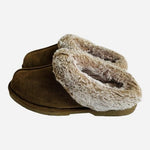 Eddie Bauer Janie Womens Suede Faux Fur Lined Clog Slippers Brown Size 7