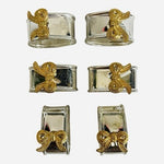 Vintage Silver Plated Napkin Rings Set of 6 Gold Bow Motif Two Tone VG