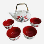Japanese Cherry Blossom Ceramic Tea Set 22oz Teapot 4 Cups NIB Sakura Design NIB