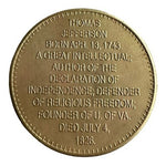 Thomas Jefferson 3rd President 1801-1809 Brass Commemorative Medal Token Coin