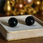 Black Faux Pearl Stud Earrings Button Style NWOT