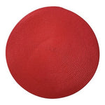 Red Round Braided Woven Vinyl Placemats Set of 6 Holiday Dining Table 14.5" VG