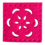 Lot of 4 Red Pink Felt Perforated Squares Double Panel Craft Sewing Cards New