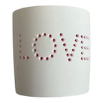 Holiday Lane LOVE Cutout Ceramic Votive Candle Holders Pink White Pair NWOT