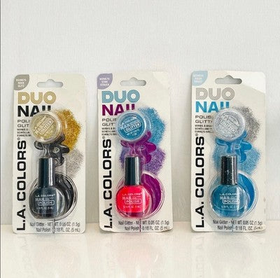 3x LA Colors Duo Nail Color & Glitter Set Rock Glitz Star Struck Aqua Frost New