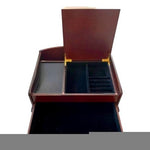 Vintage Mahogany Wood Jewelry Box Large Felt Lined Drawer Storage 13x10.5 VG