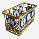 VNTG Coastal Nautical Sweetgrass Ceramic Lighthouse Utensil Caddy Napkin Holder