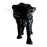 Panther Statue Panther Leather-Clad Sculpture Glass Eyes Black Panther Figurine
