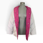 Vintage Saks Fifth Avenue Reversible Down Puffer Jacket Pink Beige Womens Size S