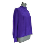 CELINE Paris Purple Silk Mock Neck Button Back Blouse Women's Top EU 46 US L