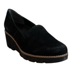 Vionic Willa Wedge Black Suede Platform Loafer Slip On Womens Sz 9.5 NWOB