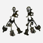 Vintage Bronze Tone Western Dangle Earrings Horse Saddle Boots Indigenous Post