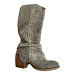 Very G Untitled Grey Faux Suede Laser-Cut Knee High Boot Women's Size 6 NIB
