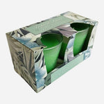 Tropical Scents Floral Bouquet Scented Candles Set of 2 Green Votives NIB