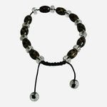 Artisan Agate Dzi Bead Gemstone Bracelet Adjustable Black Brown Clear Tibetan VG