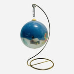 Vintage Pier 1 Li Bien Santa's Sleigh & Reindeer Glass Ball Ornament with Box