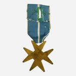 Vintage French Scouting Medal Fleur-de-Lis Star Blue Ribbon Military Collectible